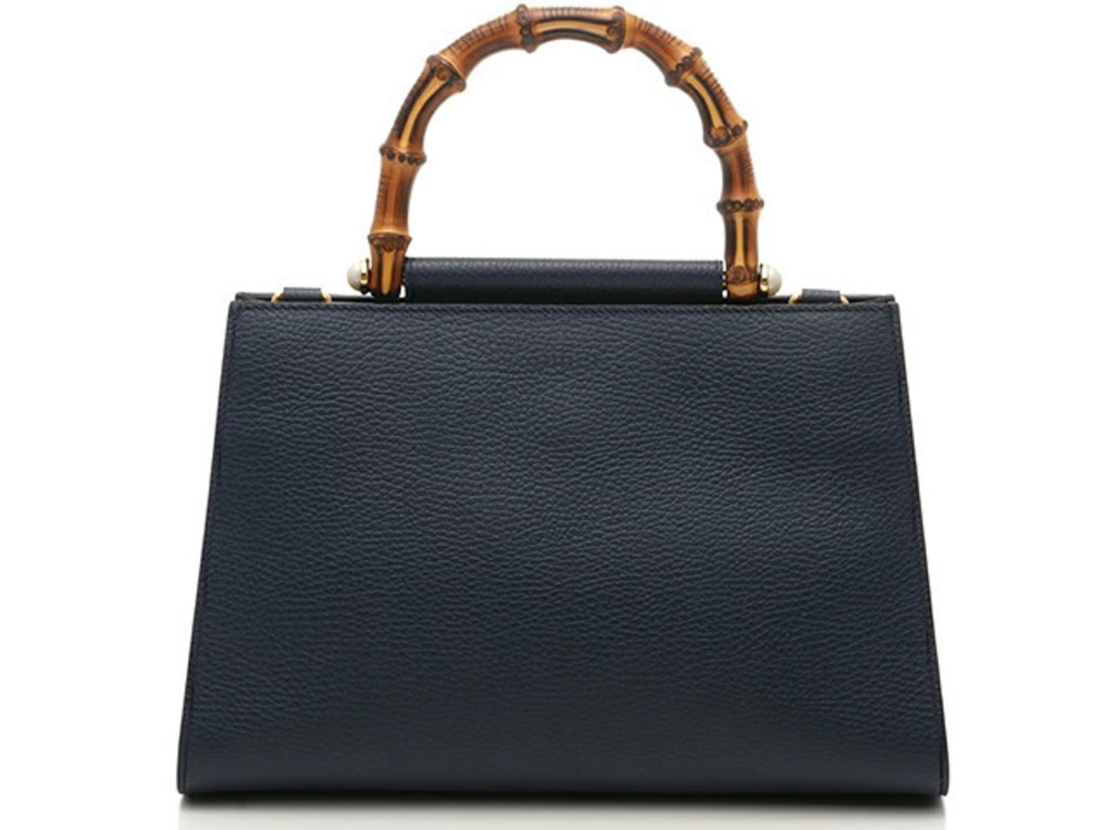 Gucci Bag Shoulder Bamboo Navy Blue Calfskin